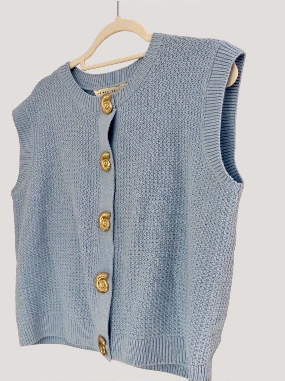 COASTAL KNIT SWEATER VEST FRONT BUTTON LIGHT BLUE SIZE 16/XL